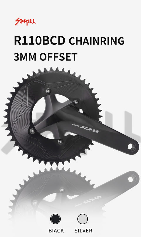PASS QUEST SPRILL R800 R7000 3mm offset (4-bolt AERO) Round Narrow Wide Chainring