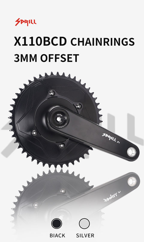 PASS QUEST SPRILL X110BCD 3mm offset(4-bolt AERO) Narrow Wide Chainring