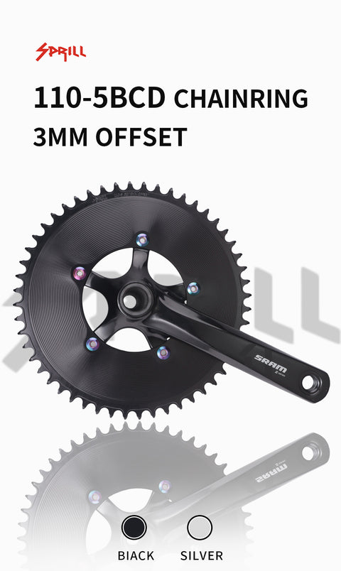 PASS QUEST SPRILL 3mm offset 110BCD (5-bolt AERO) Round Narrow Wide Chainring