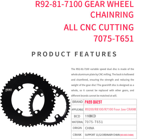 110BCD 2X R9200 R8100 R7100 Sprocket AERO Crankshaft set Road bike Gravel bike 11-12S
