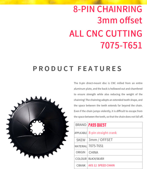 SRAM FORCE 8 Bolt ( 3mm offset) Mountain XX SL Narrow Wide Chainring 28-42T AXS