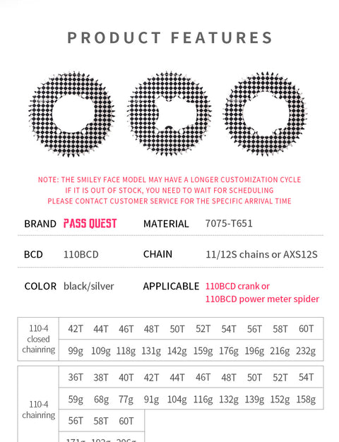 SHIMANO 110BCD (4-bolt ) Checkerboard Narrow Wide Chainring