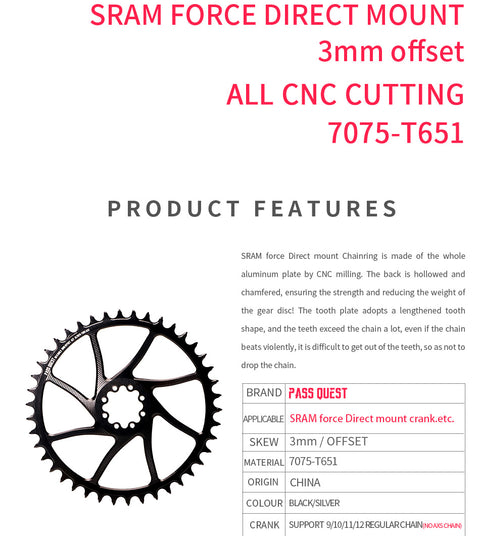 SRAM Force 8 Nails (3mm offset) Round Narrow Wide Chainring 40-54T