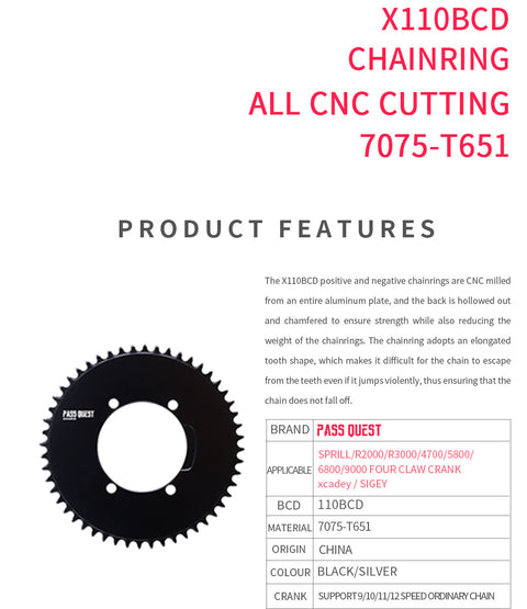 SHIMANO X110BCD (4-bolt AERO) Round Narrow Wide Chainring