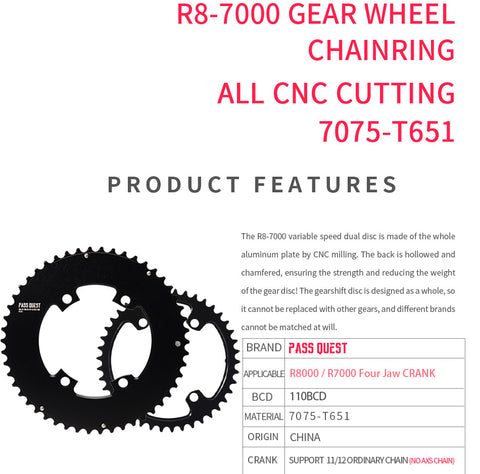 SHIMANO R110BCD 2X R8000 R7000 Sprocket AERO Round Road bike Gravel bike