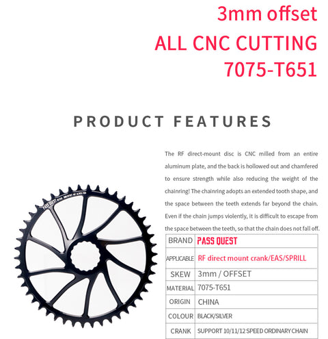 RACE FACE (3mm offset ) Hollow Round Narrow Wide Chainring 40-54T