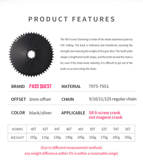 SRAM 8Nails ( 3mm offset) GRAVEL/ROAD AXS XX SL Narrow Wide Chainring 40-56T