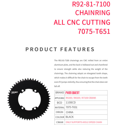 SHIMANO 110BCD R9200 R8100 R7100 AXS Round Narrow Wide Chainring