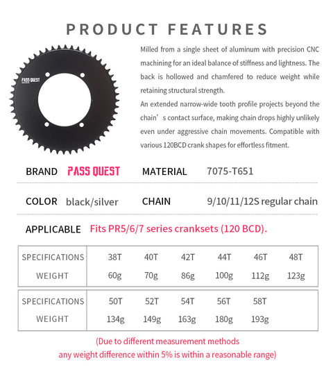 SENICX X120BCD (4-bolt AERO) Round Narrow Wide Chainring
