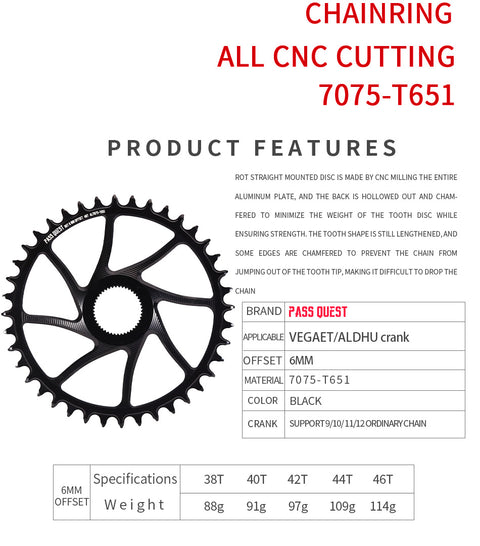 ROTOR (6mm offset ) Aldhu inpower Round Hollow Narrow Wide Chainring