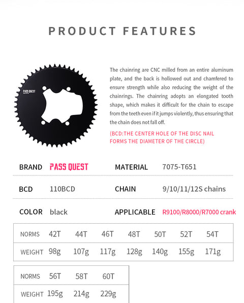 SHIMANO 110BCD R9100 R8000 R7000 Completely Aero Narrow Wide Chainring