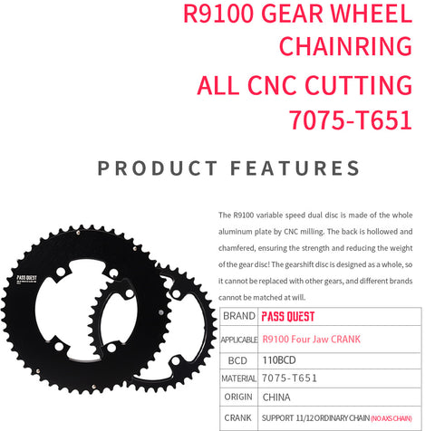 SHIMANO R110BCD 2X R9100 Sprocket AERO Road bike Gravel bike