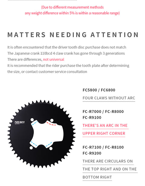 SHIMANO 110BCD R9100 R8000 R7000 Completely Aero Narrow Wide Chainring
