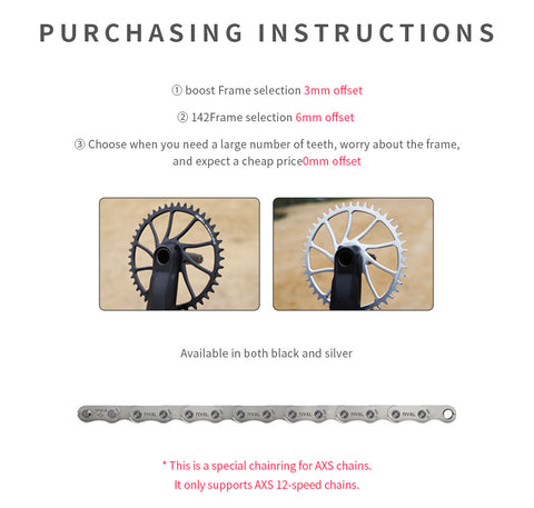 SRAM 3 Bolt ( 3mm offset)AXS GRAVEL/ROAD Narrow Wide Chainring 40-54T