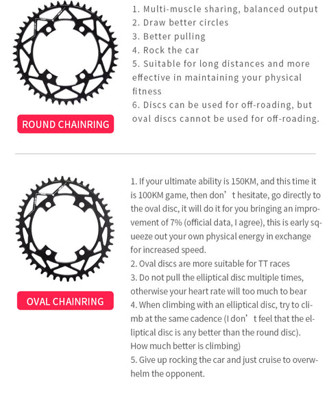 110BCD (5-bolt Hollow) Round Hollow Road Bike Narrow Wide Chainring