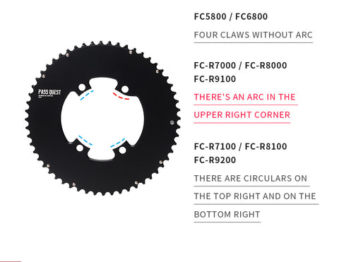 SHIMANO 110BCD R8000 R7000 (4-bolt AERO) Round Narrow Wide Chainring 42T-60T