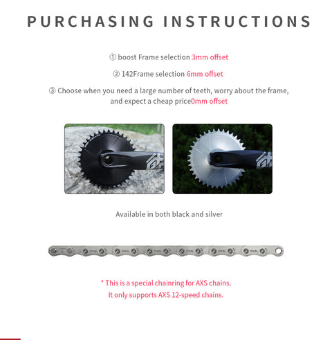 SRAM GXP/DUB 3 Bolt( 3mm offset) AERO Narrow Wide Chainring 28-38T AXS