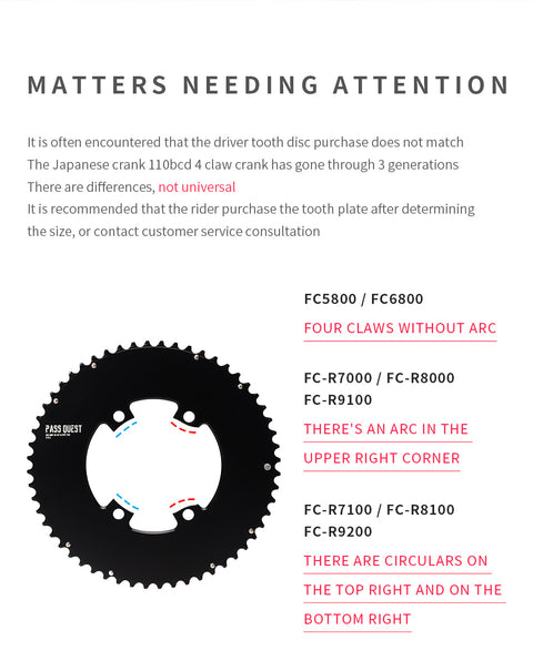 SHIMANO X110BCD (4-bolt AERO) Round Narrow Wide Chainring