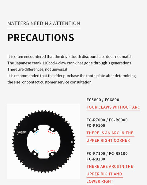 PASS QUEST SPRILL X110BCD-3S 3mm offset (4-bolt AERO) Round Narrow Wide Chainring