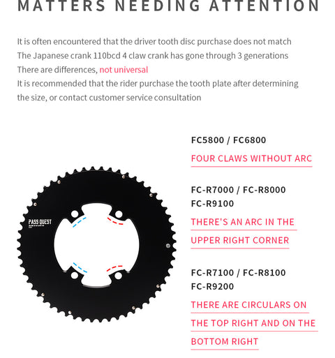 SHIMANO X110 BCD (4-bolt AERO) AXS Round Narrow Wide Chainring