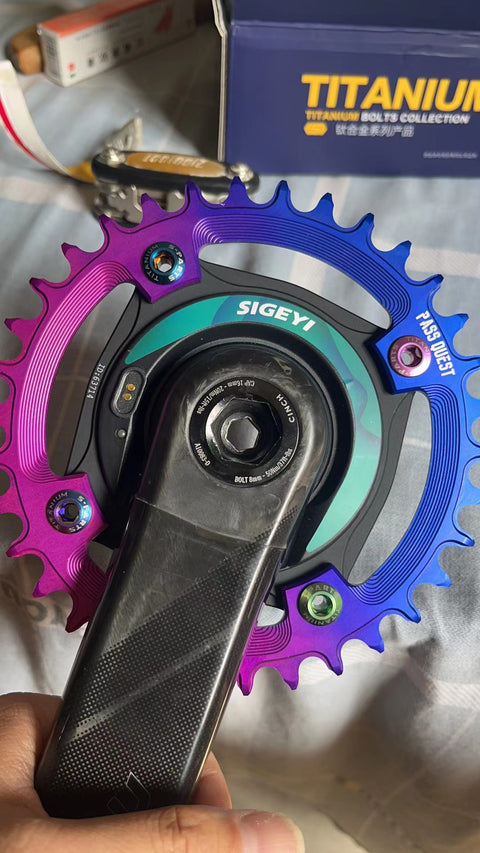 104BCD Round Fade Color Hollow Mountain Bike Narrow Wide Chainring