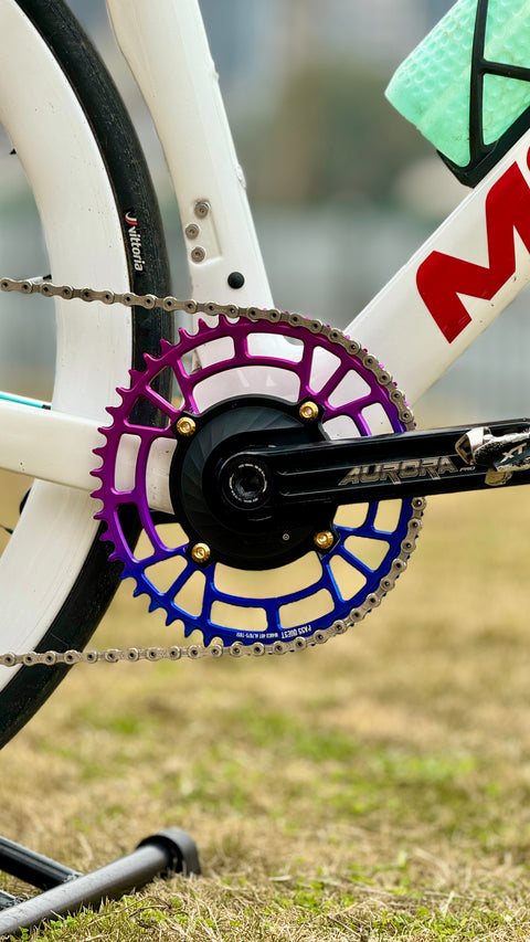 104BCD Round Fade Color Hollow Mountain Bike Narrow Wide Chainring
