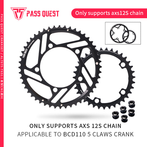 PASS QUEST 2X 110BCD (5-bolt HOLLOW) AXS Sprocket Road Bike 12 speed