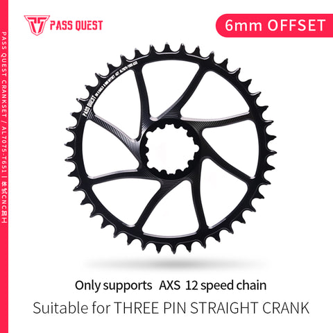 SRAM 3 Bolt (6mm offset) AXS Hollow Round Narrow Wide Chainring 32-46T