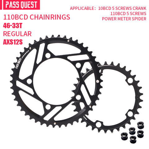 PASS QUEST 2X 110BCD (5-bolt HOLLOW) AXS Sprocket Road Bike 12 speed