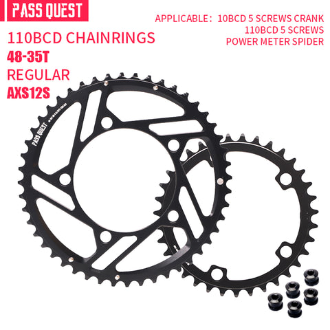 PASS QUEST 2X 110BCD (5-bolt HOLLOW) AXS Sprocket Road Bike 12 speed