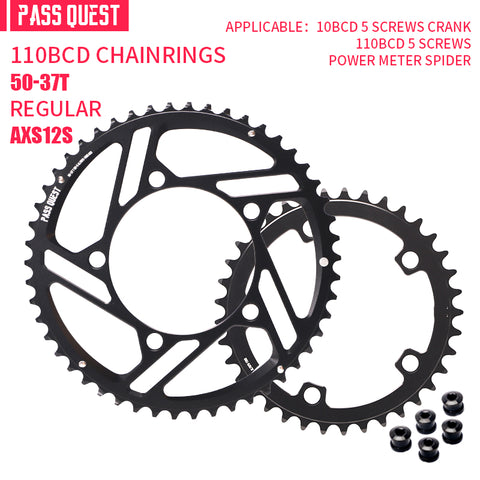 PASS QUEST 2X 110BCD (5-bolt HOLLOW) AXS Sprocket Road Bike 12 speed