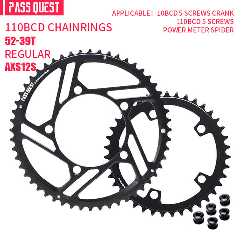 PASS QUEST 2X 110BCD (5-bolt HOLLOW) AXS Sprocket Road Bike 12 speed