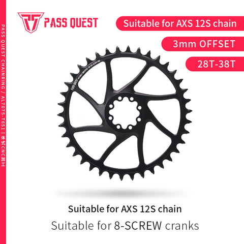 SRAM FORCE 8 Bolt ( 3mm offset) HOLLOW Mountain XX SL Narrow Wide Chainring 28-38T AXS