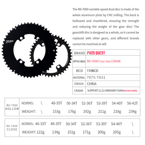 SHIMANO R110BCD 2X R8000 R7000 Sprocket AERO Round Road bike Gravel bike