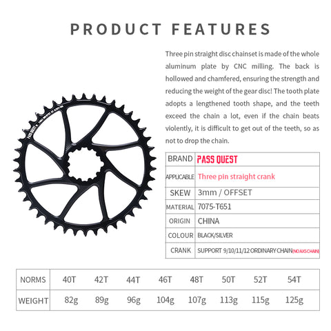 SRAM 3 Bolt ( 3mm offset) Hollow GRAVEL/ROAD Narrow Wide Chainring 40-54T
