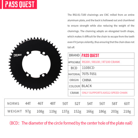 SHIMANO 110BCD R9200 R8100 R7100 AXS Round Narrow Wide Chainring