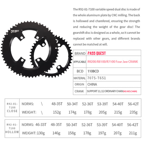 110BCD 2X R9200 R8100 R7100 Sprocket AERO Crankshaft set Road bike Gravel bike 11-12S