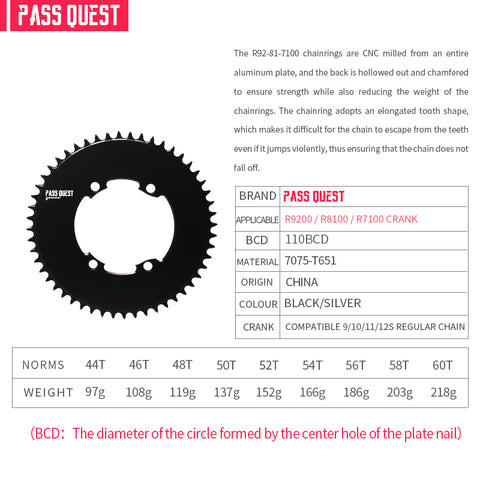 SHIMANO 110BCD R9200 R8100 R7100 AERO Round Narrow Wide Chainring