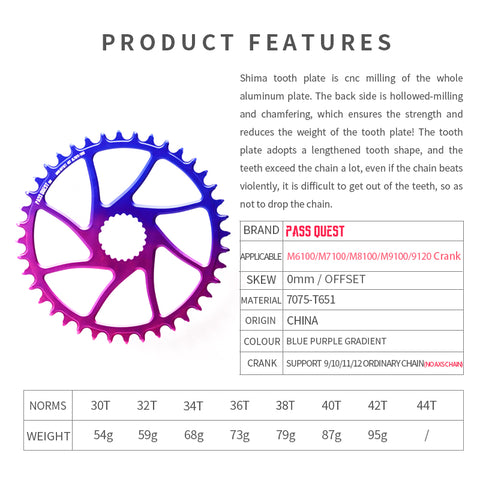 SHIMANO M7100 M8100 M9100(0mm offset) Round Narrow Wide Chainring