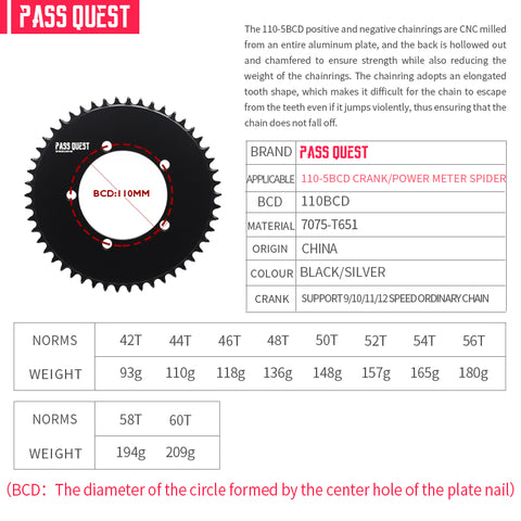 110BCD (5-bolt AERO)Round Road Bike Foldable Bicycle Narrow Wide Chainring