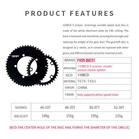 110BCD (5-bolt AERO) 2X AXS Sprocket Road Bike Foldable Bicycle 12 speed Gravel bike