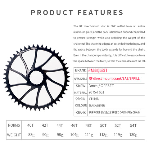 RACE FACE (3mm offset ) Hollow Round Narrow Wide Chainring 40-54T