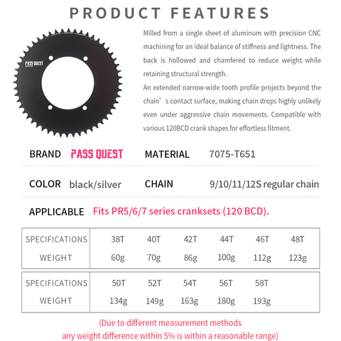 SENICX X120BCD (4-bolt AERO) Round Narrow Wide Chainring