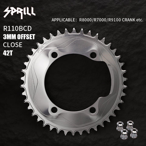 PASS QUEST SPRILL R800 R7000 3mm offset (4-bolt AERO) Round Narrow Wide Chainring