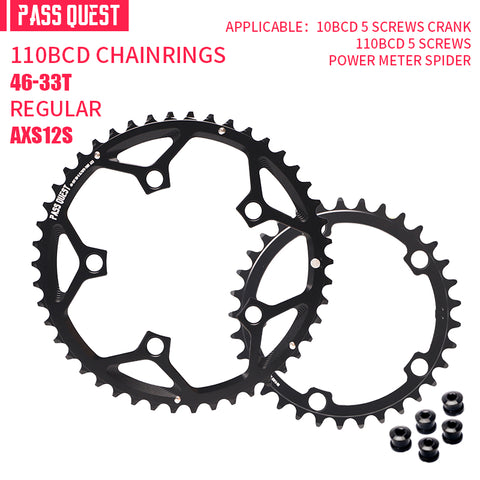 PASS QUEST 2X 110BCD (5-bolt HOLLOW) AXS Sprocket Road Bike 12 speed