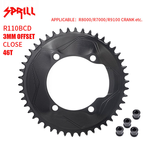 PASS QUEST SPRILL R800 R7000 3mm offset (4-bolt AERO) Round Narrow Wide Chainring