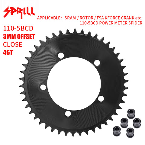 PASS QUEST SPRILL 3mm offset 110BCD (5-bolt AERO) Round Narrow Wide Chainring