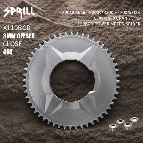 PASS QUEST SPRILL X110BCD-3S 3mm offset (4-bolt AERO) Round Narrow Wide Chainring