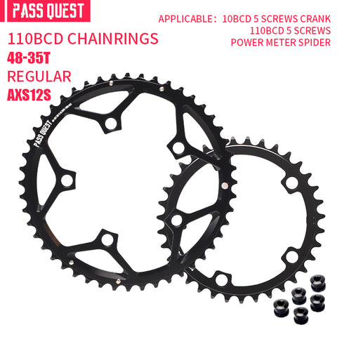 PASS QUEST 2X 110BCD (5-bolt HOLLOW) AXS Sprocket Road Bike 12 speed