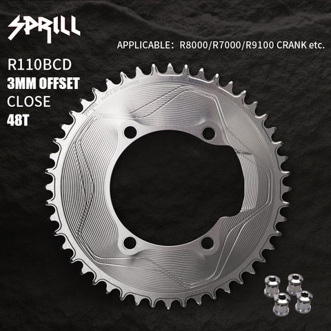 PASS QUEST SPRILL R800 R7000 3mm offset (4-bolt AERO) Round Narrow Wide Chainring